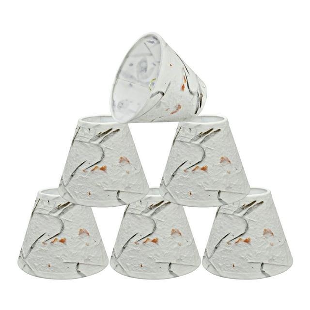 Aspen Creative 32115-6 Small Hardback Empire Shape Chandelier Clip-On Lamp Shade Set (6 Pack), Transitional Design in Off White, 6" bottom width (3" x 6" x 5")