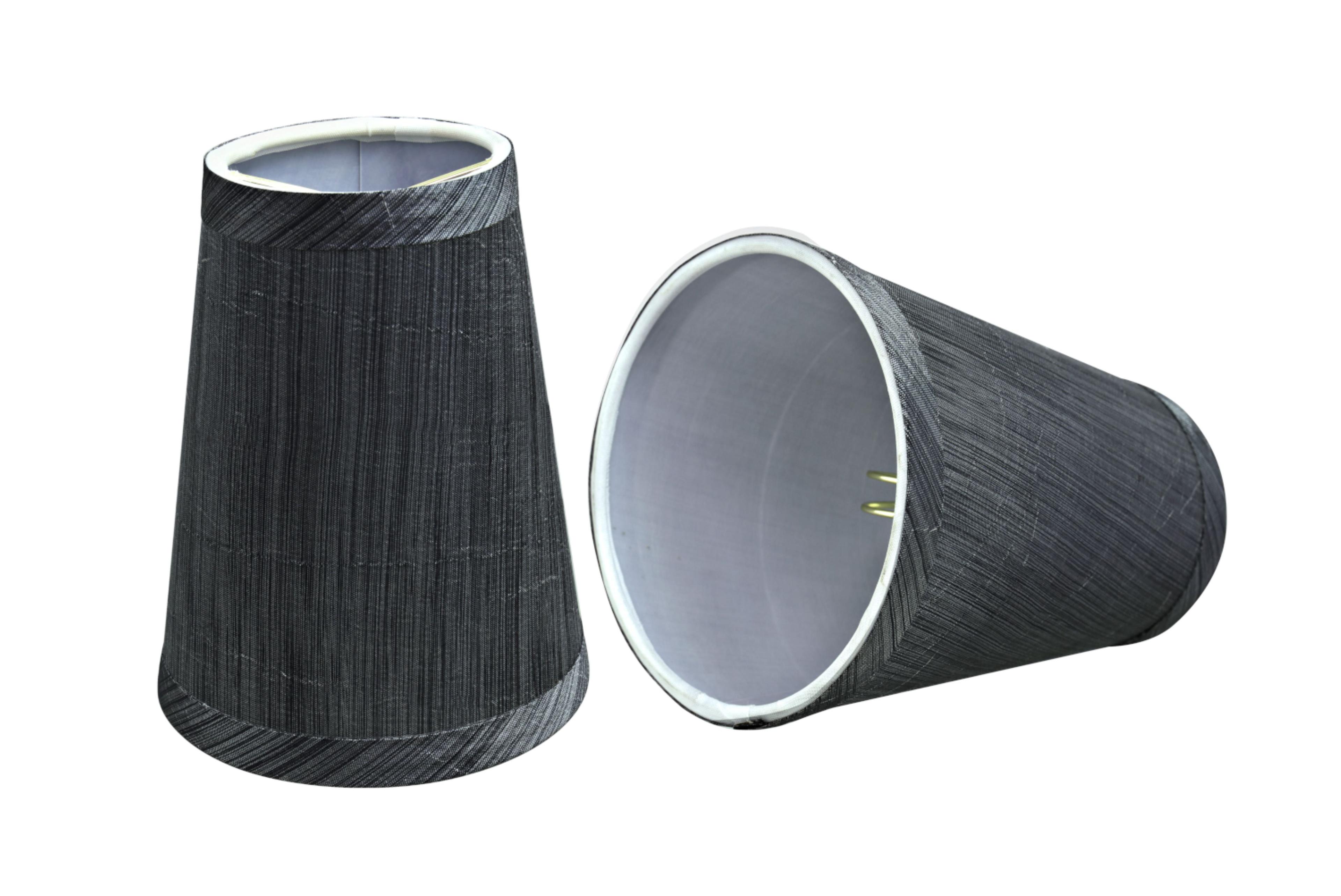 Aspen Creative 32651-2 Small Hardback Empire Shape Chandelier Clip-On Lamp Shade Set (2 Pack), Transitional Design in Grey & Black, 4" bottom width (2 1/2" x 4" x 5")