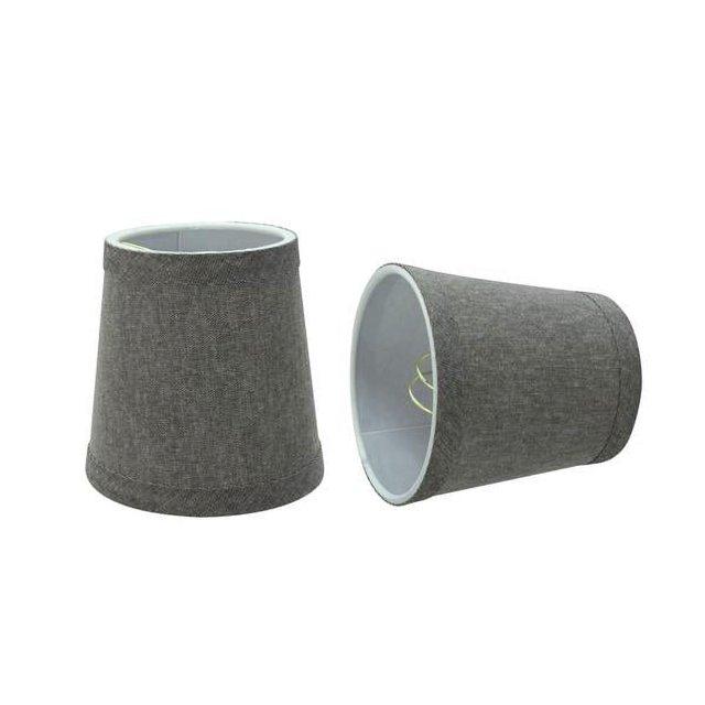 Aspen Creative 32716-2 Small Hardback Empire Shape Chandelier Clip-On Lamp Shade Set (2 Pack), Transitional Design in Grey, 4" bottom width (3" x 4" x 4")