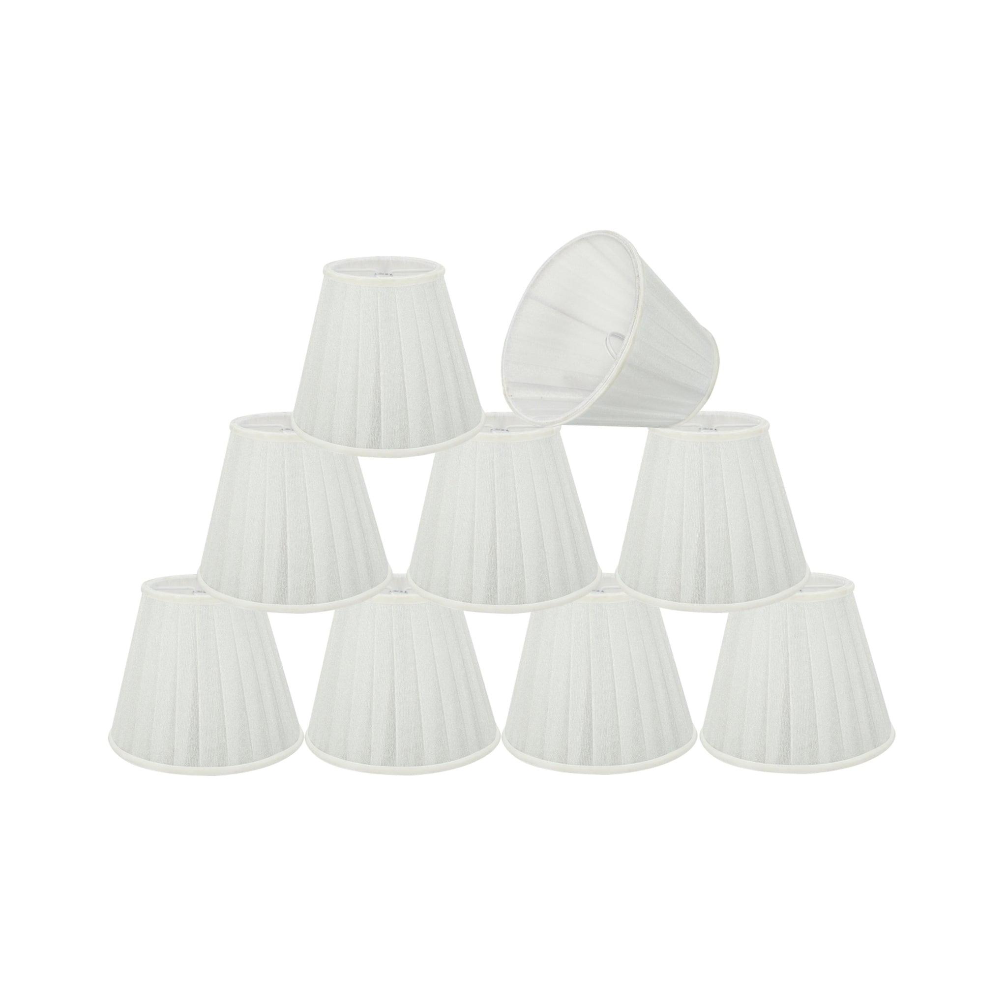 Aspen Creative 33112-9 Small Pleated Empire Shape Chandelier Clip-On Lamp Shade Set (9 Pack), Transitional Design in White, 5" bottom width (3" x 5" x 4 1/4")