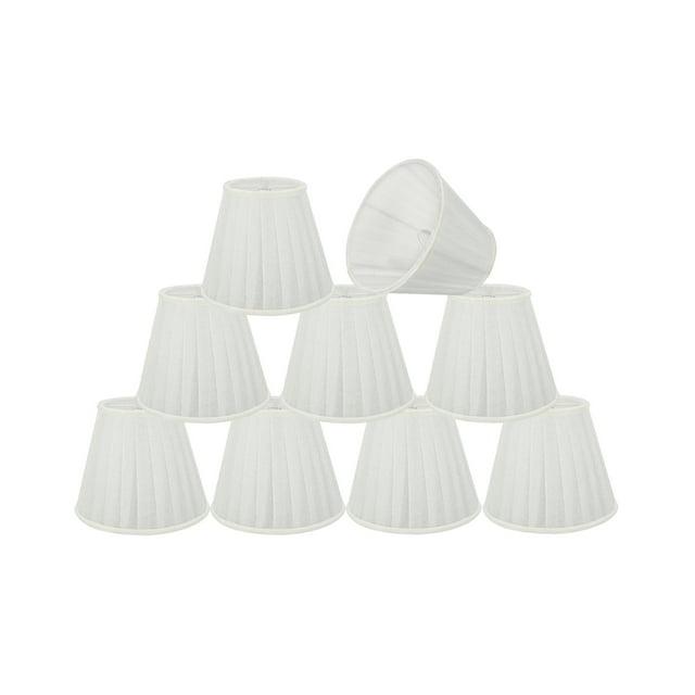 Aspen Creative 33112-9 Small Pleated Empire Shape Chandelier Clip-On Lamp Shade Set (9 Pack), Transitional Design in White, 5" bottom width (3" x 5" x 4 1/4")