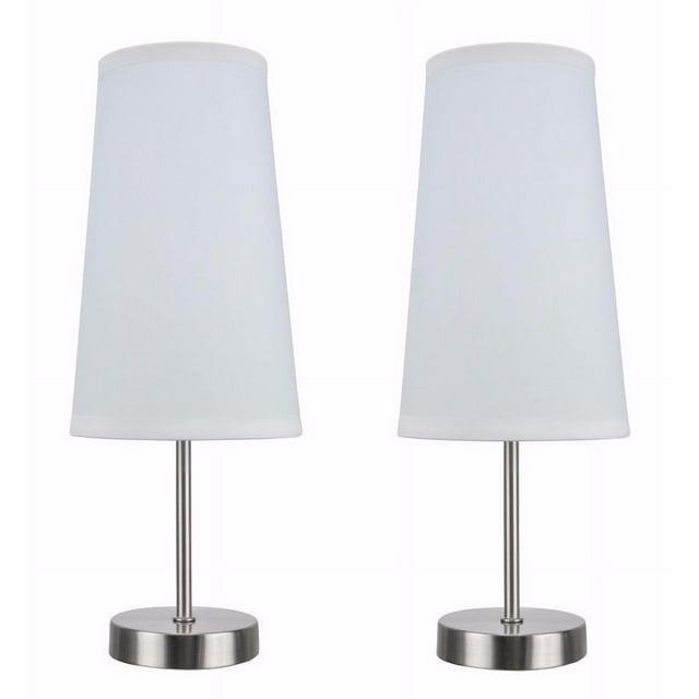 Aspen Creative 40084-1, 2-Pack Set - One-Light Candlestick Table Lamp, Contemporary Design in Satin Nickel, 14 1/4" High
