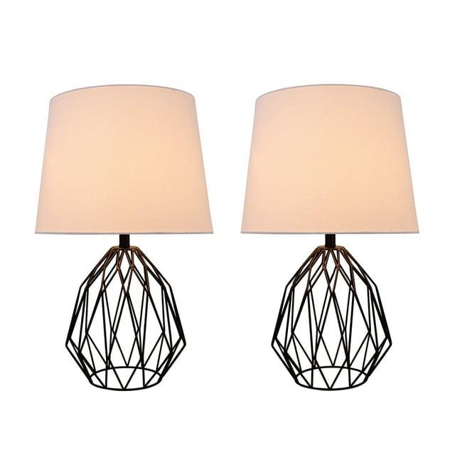 Aspen Creative 40158-12, 22" H Metal Wire Table Lamp in Matte Black with Empire Lamp Shade in Cream