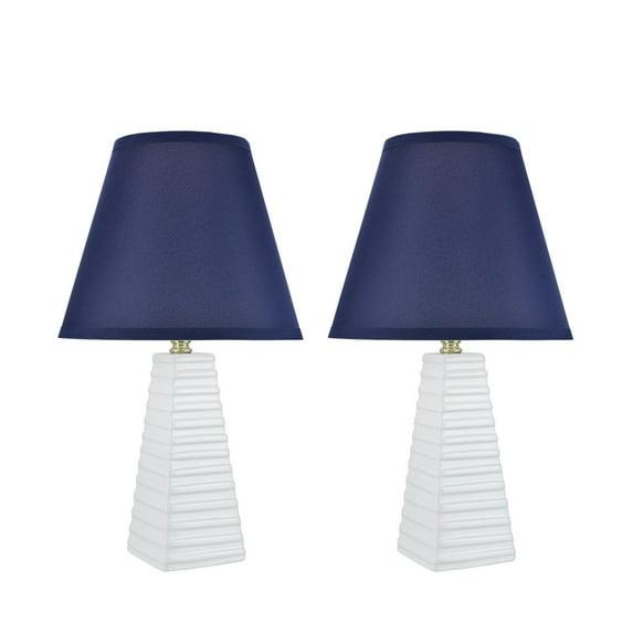 Aspen Creative 40209-12, 18-1/2" H Ceramic Table Lamp, Empire Lamp Shade in Dark Blue, 11" W, 2 Pack