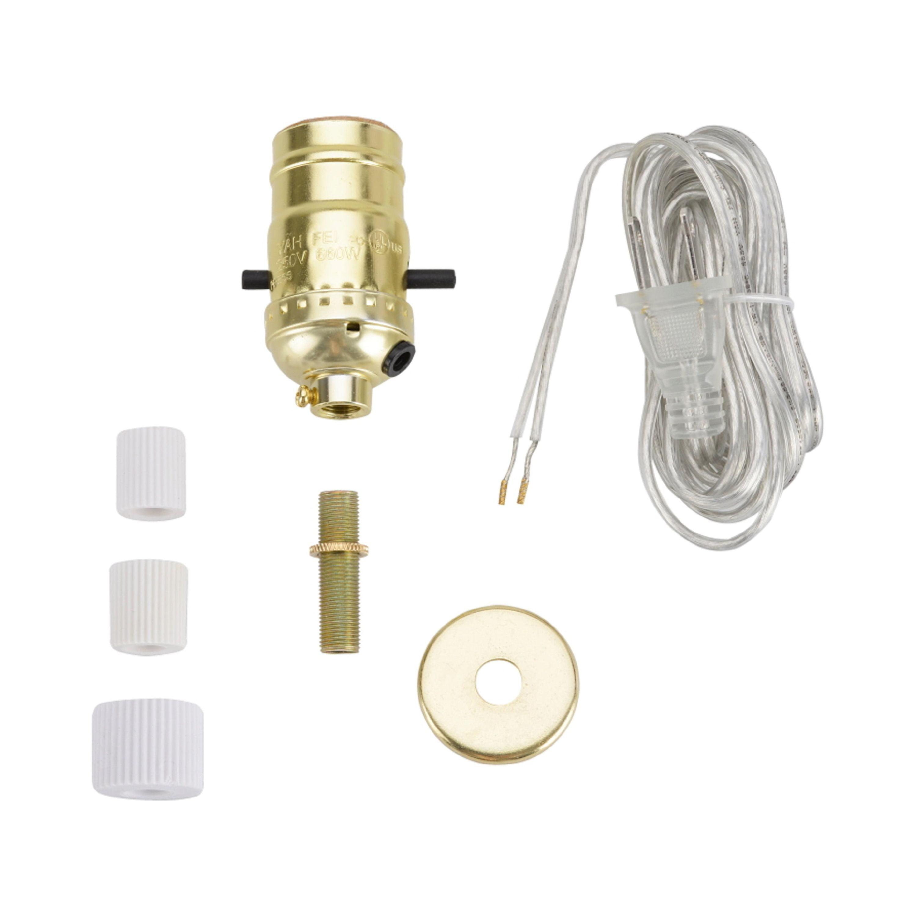 Polished Brass Bottle Lamp Kit with Silver Cord