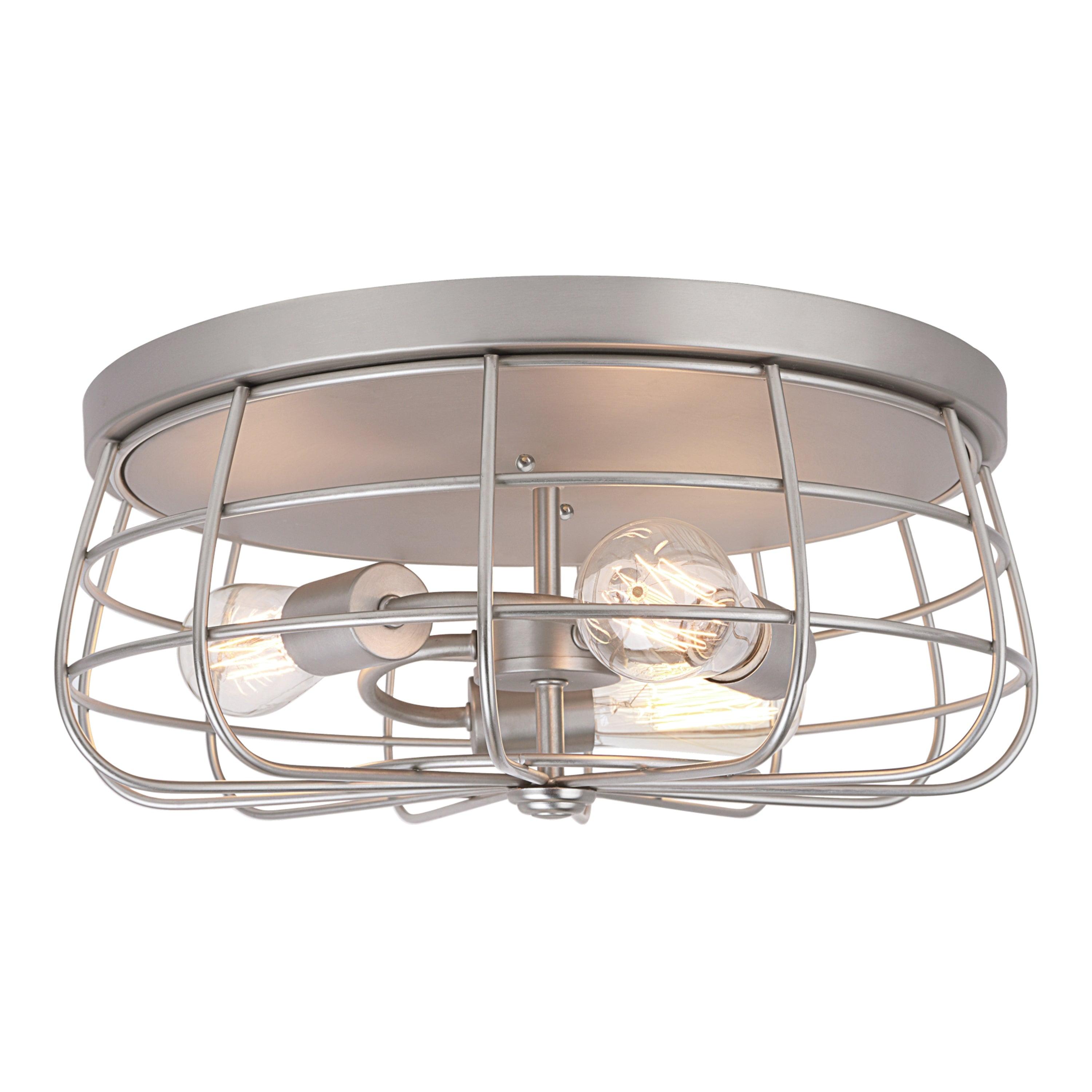 Brushed Nickel 16" Wire Shade Flush Mount Ceiling Light