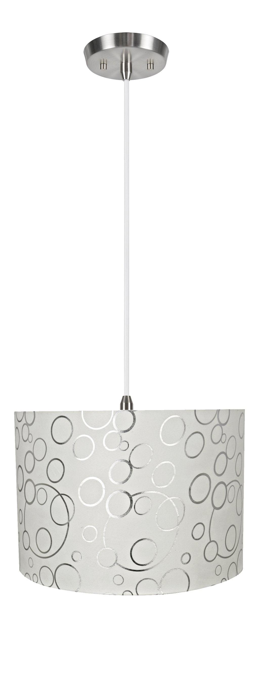 Aspen Creative 71163-11 Two-Light Hanging Pendant Ceiling Light with Transitional Drum Fabric Lamp Shade, White, 16" width