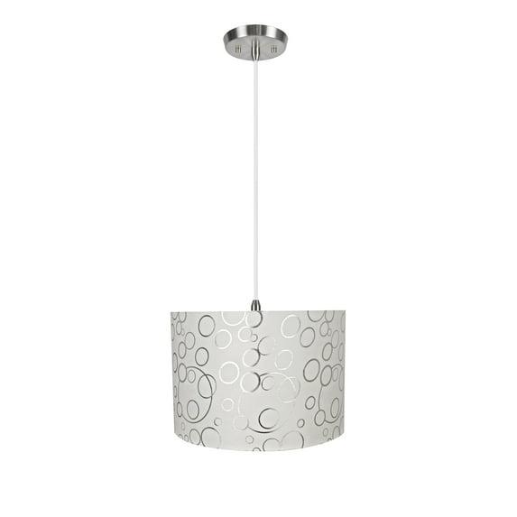 Aspen Creative 71163-11 Two-Light Hanging Pendant Ceiling Light with Transitional Drum Fabric Lamp Shade, White, 16" width