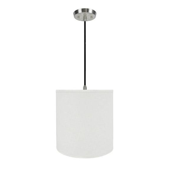 Aspen Creative 72532-11 One-Light Hanging Pendant Ceiling Light with Transitional Hardback Empire Fabric Lamp Shade, Off White, 15" width