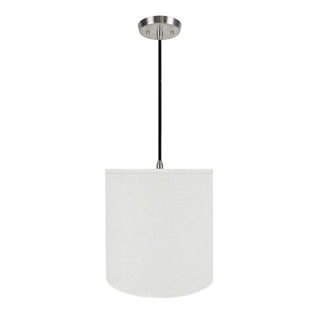 Aspen Creative 72532-11 One-Light Hanging Pendant Ceiling Light with Transitional Hardback Empire Fabric Lamp Shade, Off White, 15" width