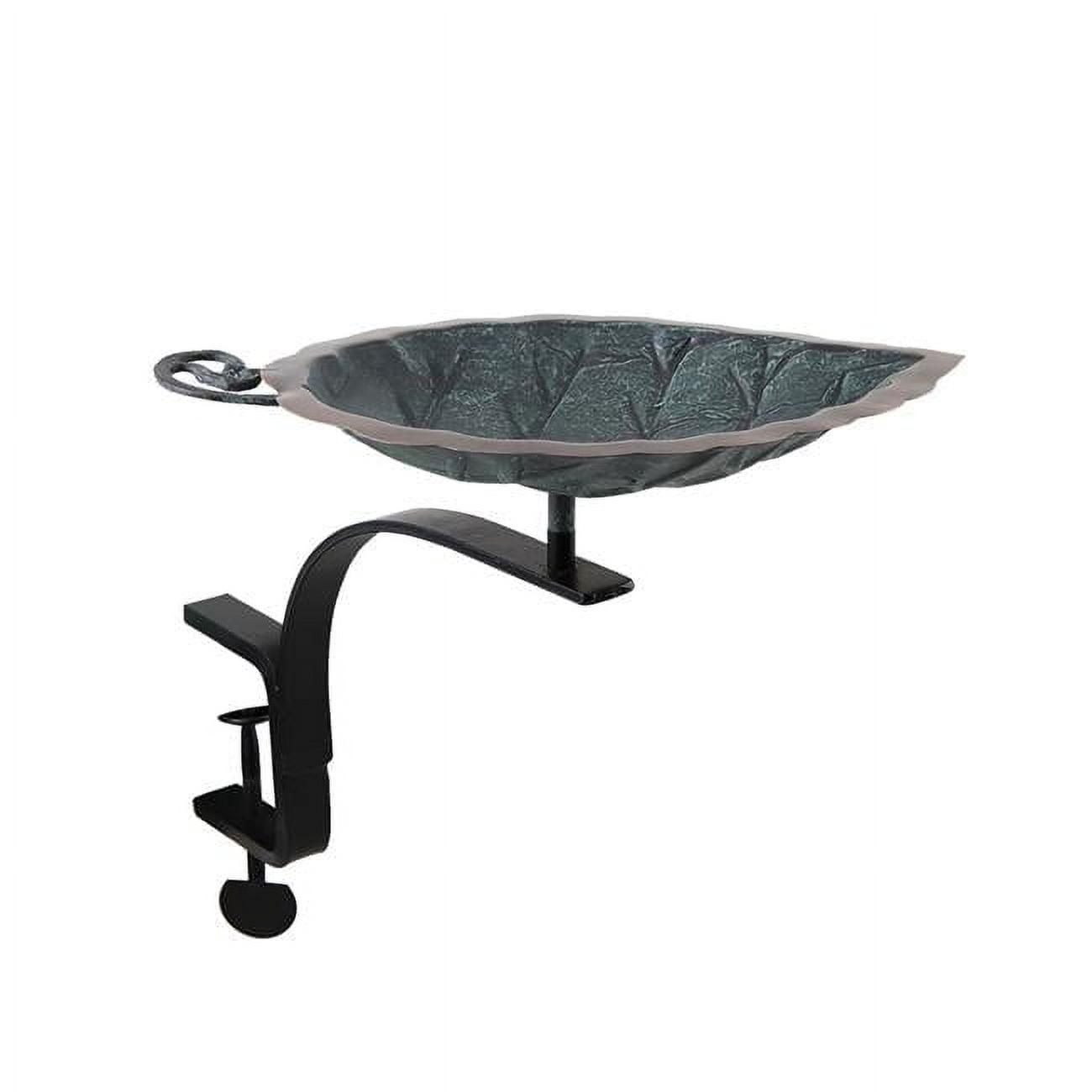 12" Aspen Leaf Birdbath, Antique Brass Plated, Rail-Mounted, Weather-Resistant: No Drill Bracket - ACHLA Designs