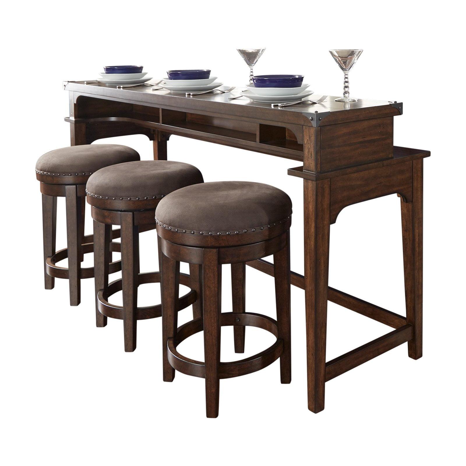 Aspen Skies Medium Brown Console Set with Swivel Stools