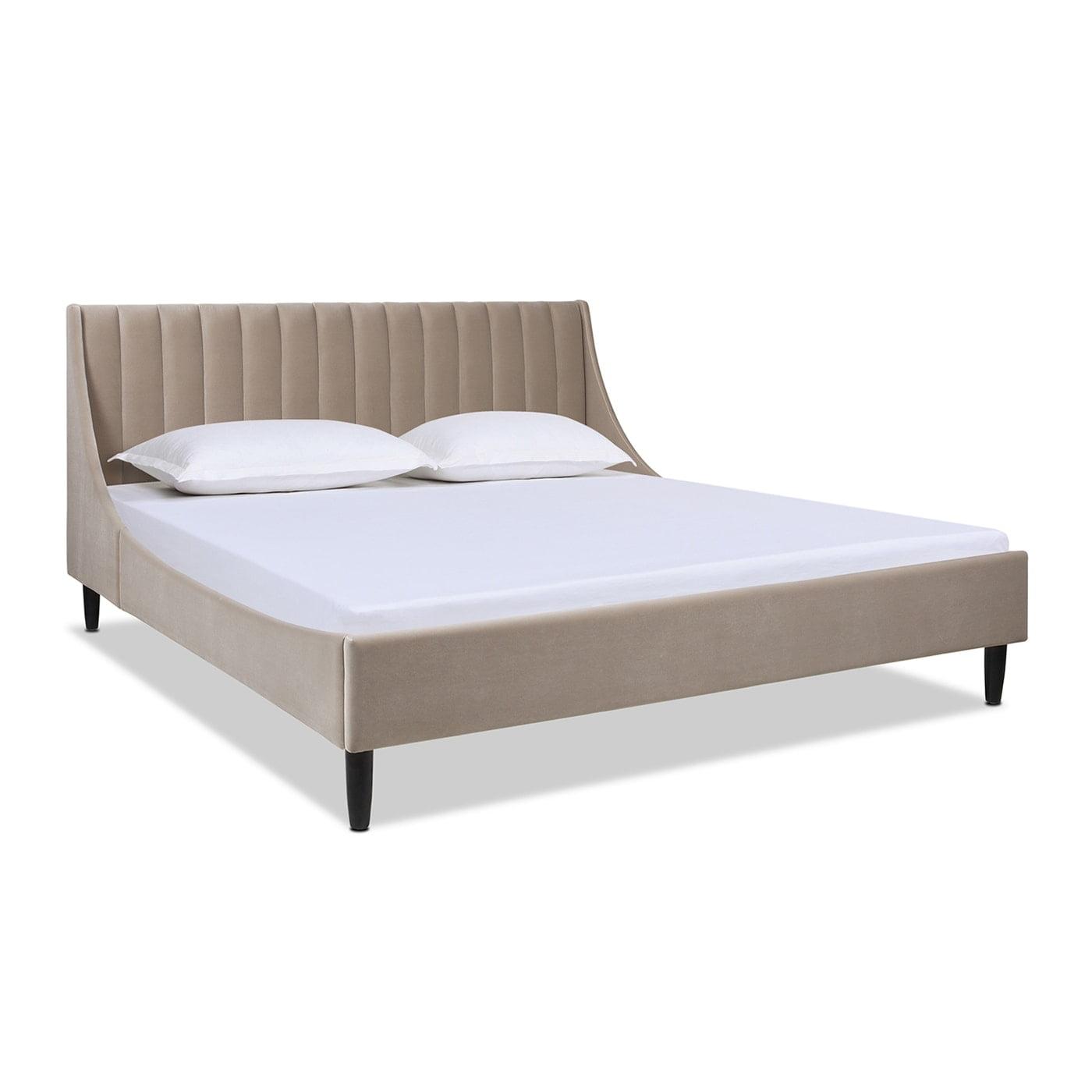 Aspen Vertical Tufted Headboard Platform Bed Set King Mink Beige