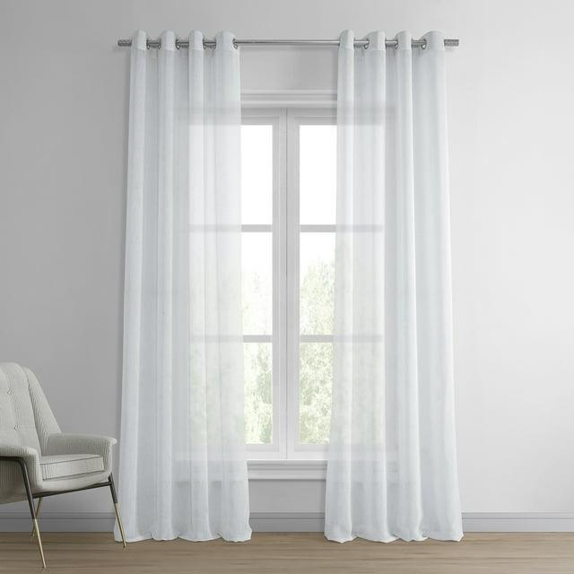 Aspen White Grommet Solid Faux Linen Sheer Curtain (1 Panel), Aspen White, 50W X 96L
