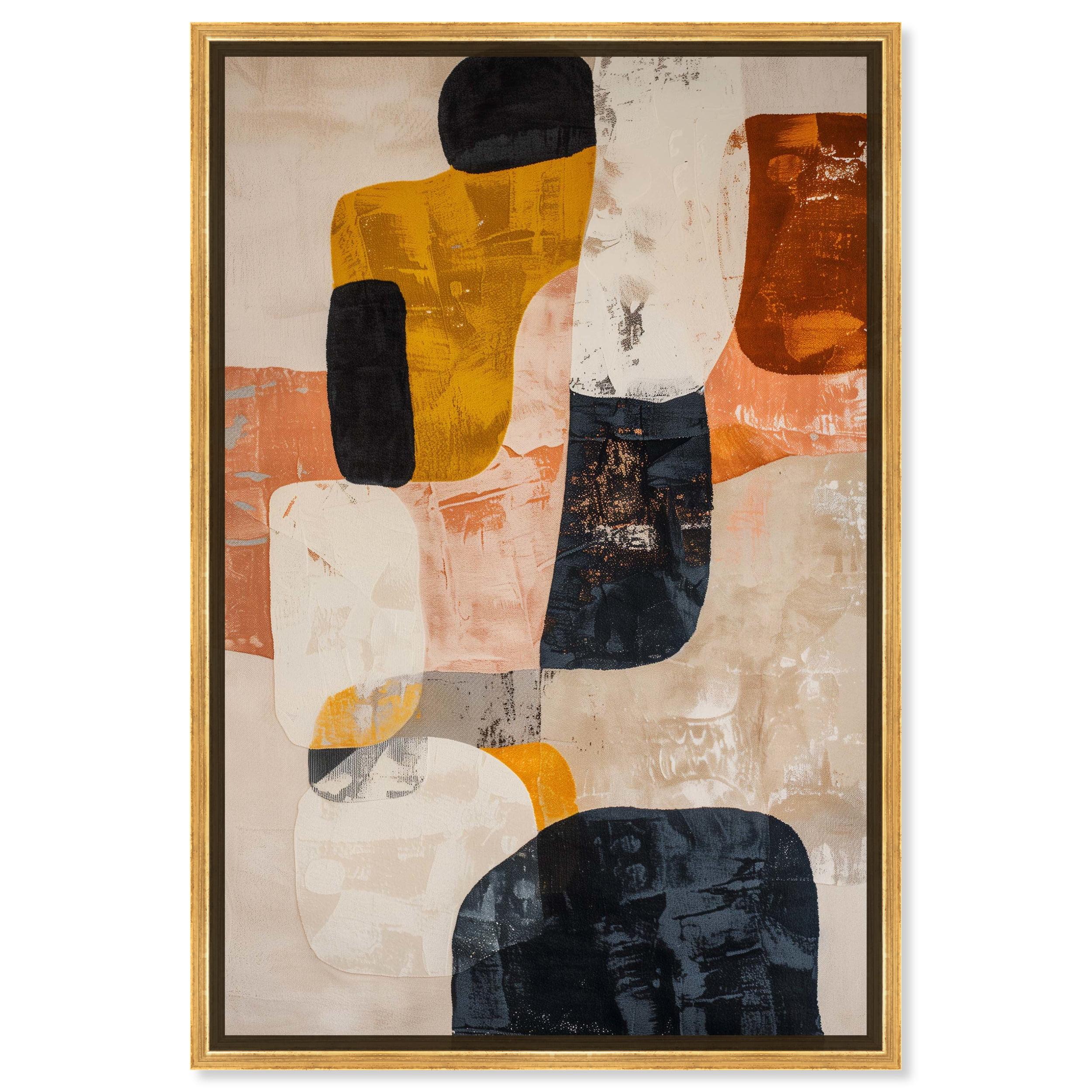 Art Remedy Asphodel Boho Neutral Abstract Wall Art, 36" x 54", Gold Frame