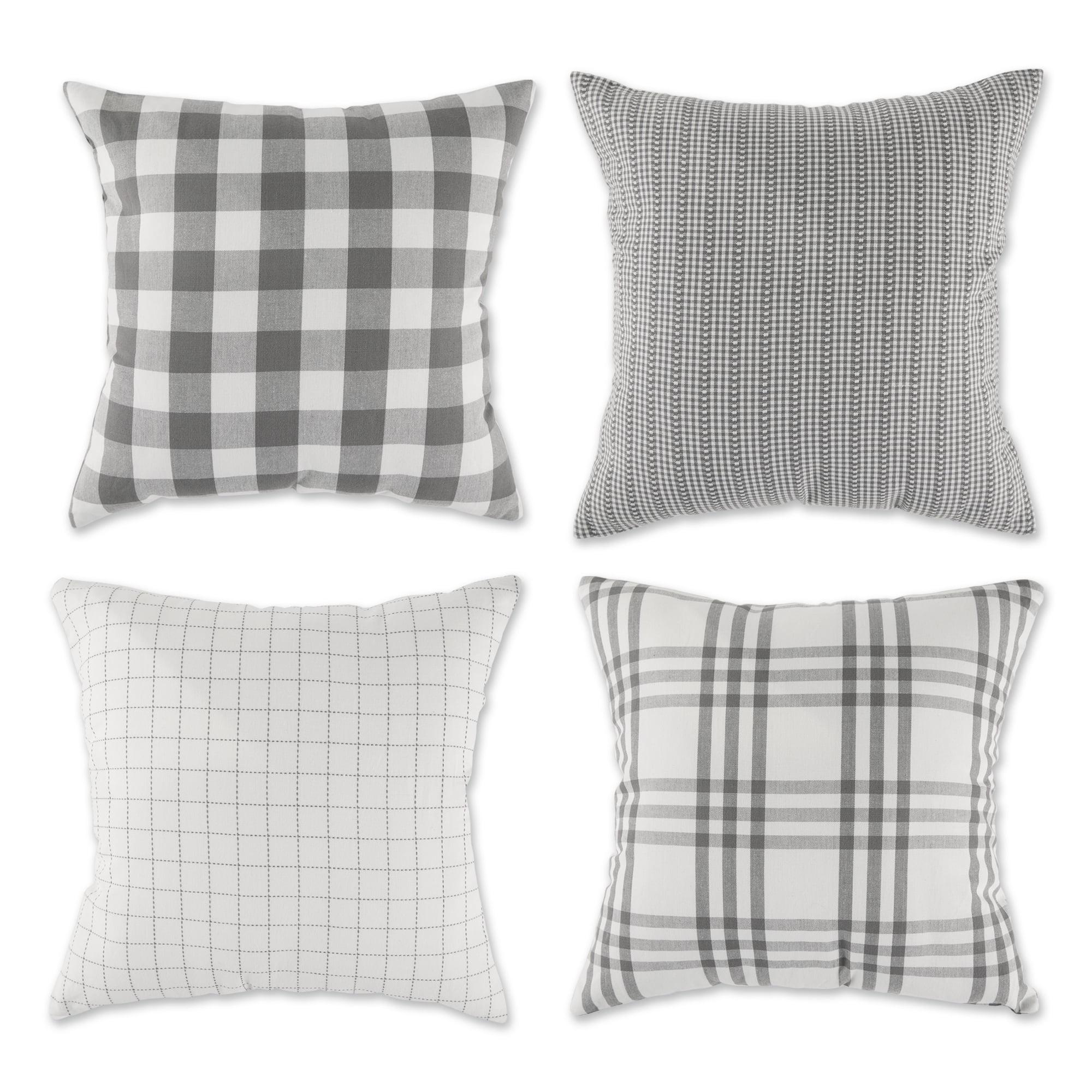 Assorted Gray Farmhouse Pillow Cover 18x18 inch, 4 Piece