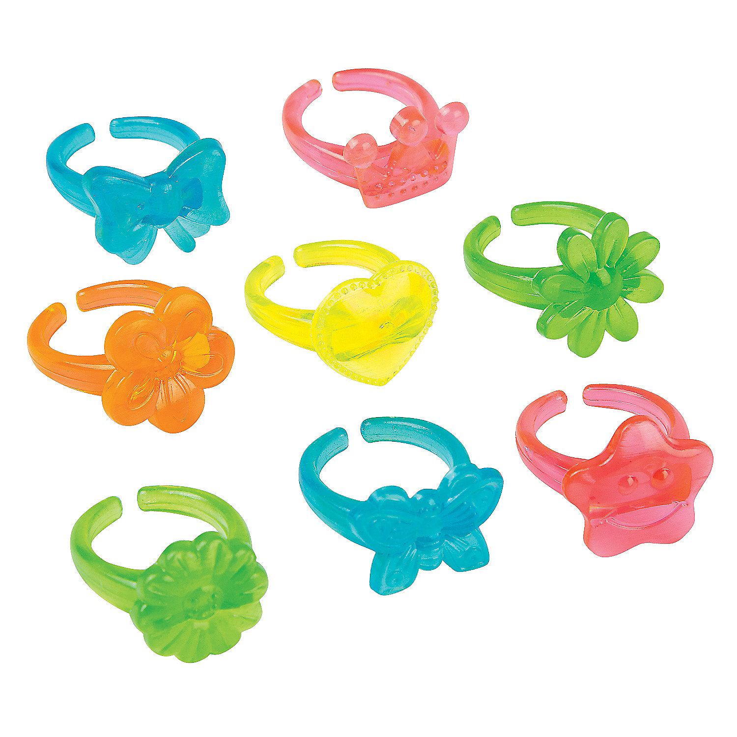 Assorted Colorful Plastic Party Rings Set