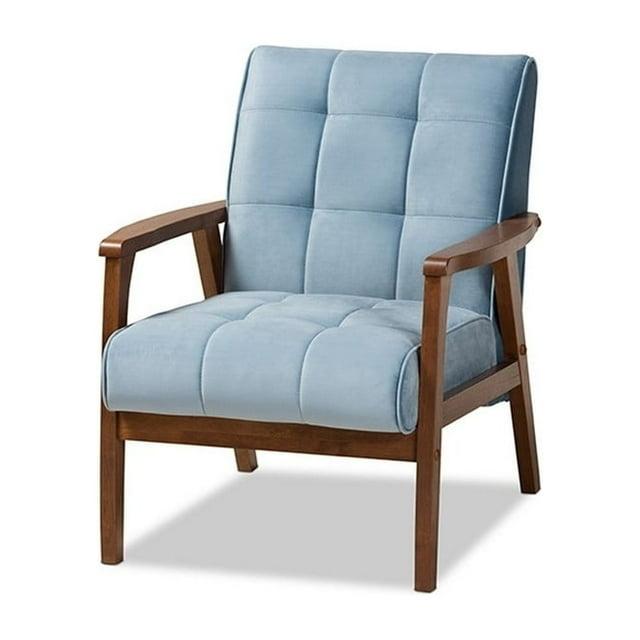 Asta Velvet Upholstered Armchair: Baxton Studio, Mid-Century Modern Design, Rubberwood Frame