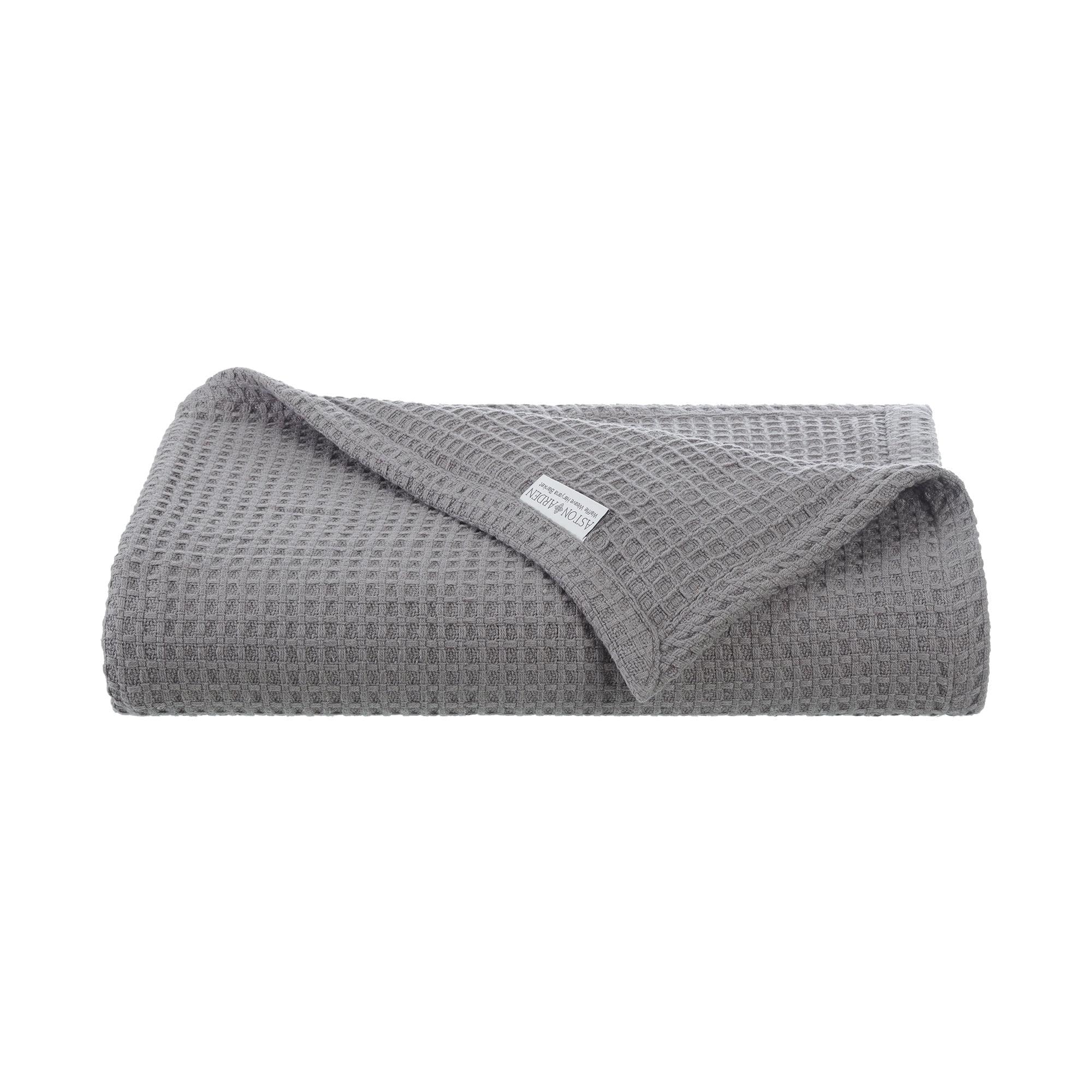 King Size Dark Grey Waffle Weave Cotton Blanket