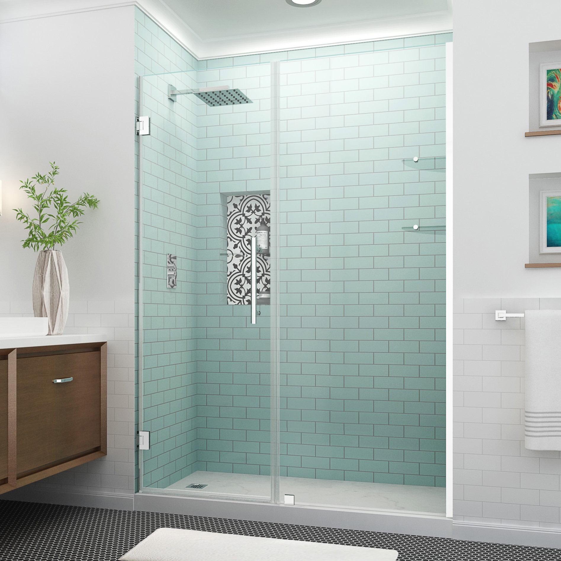 Aston SDR960EZ-CH-5222-10 Belmore GS 51.25 to 52.25 x 72 in. Frameless Hinged Shower Door with Glass Shelves - Chrome