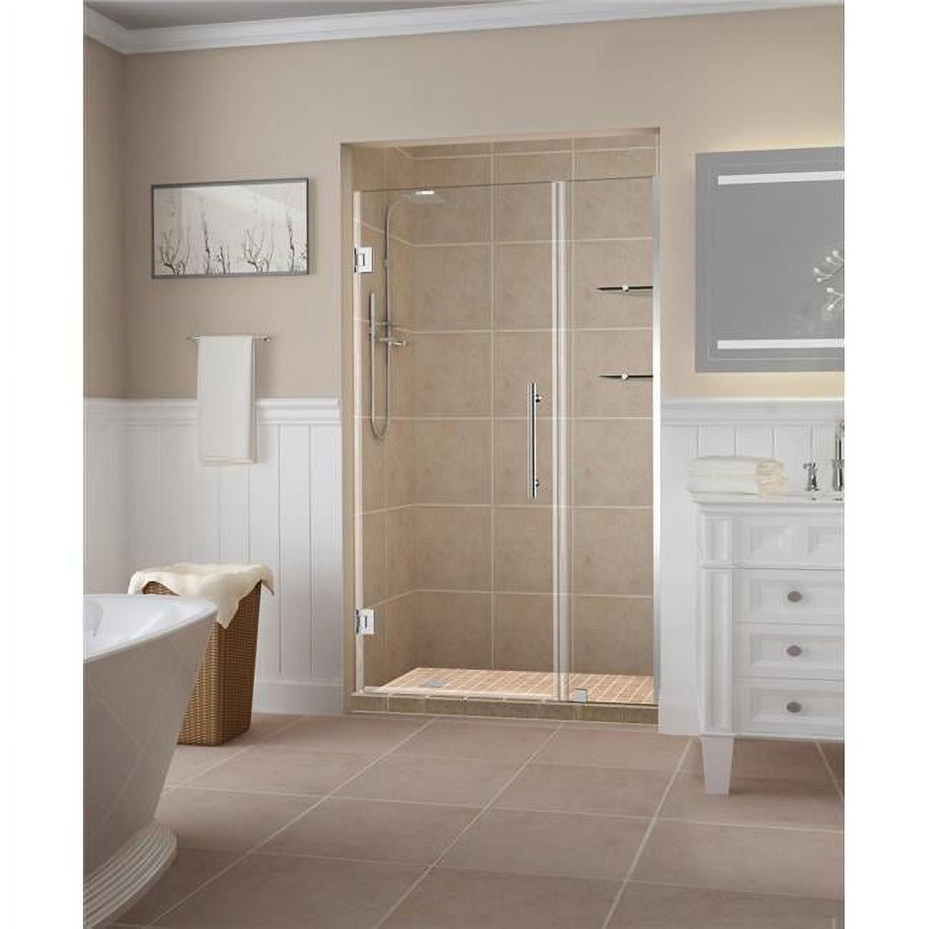 Aston SDR960EZ-CH-5222-10 Belmore GS 51.25 to 52.25 x 72 in. Frameless Hinged Shower Door with Glass Shelves - Chrome