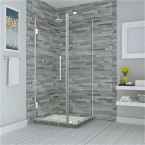 Aston SEN967EZ-CH-653332-10 72 x 65 x 32.38 in. Bromley Frameless Corner Hinged Shower Enclosure, Chrome