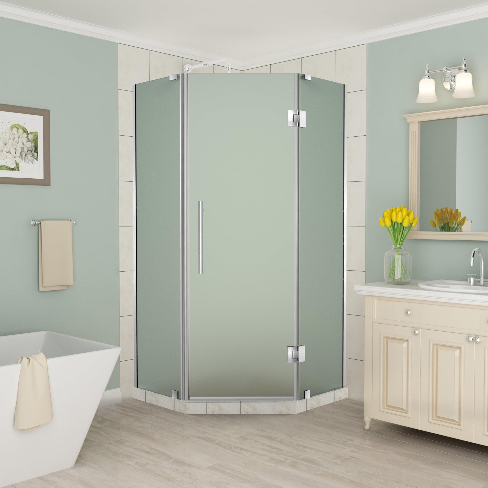 Aston SEN966F-CH-40-10 72 x 40 x 40 in. Merrick Frameless Neo-Angle Shower Enclosure with Frosted Glass, Chrome