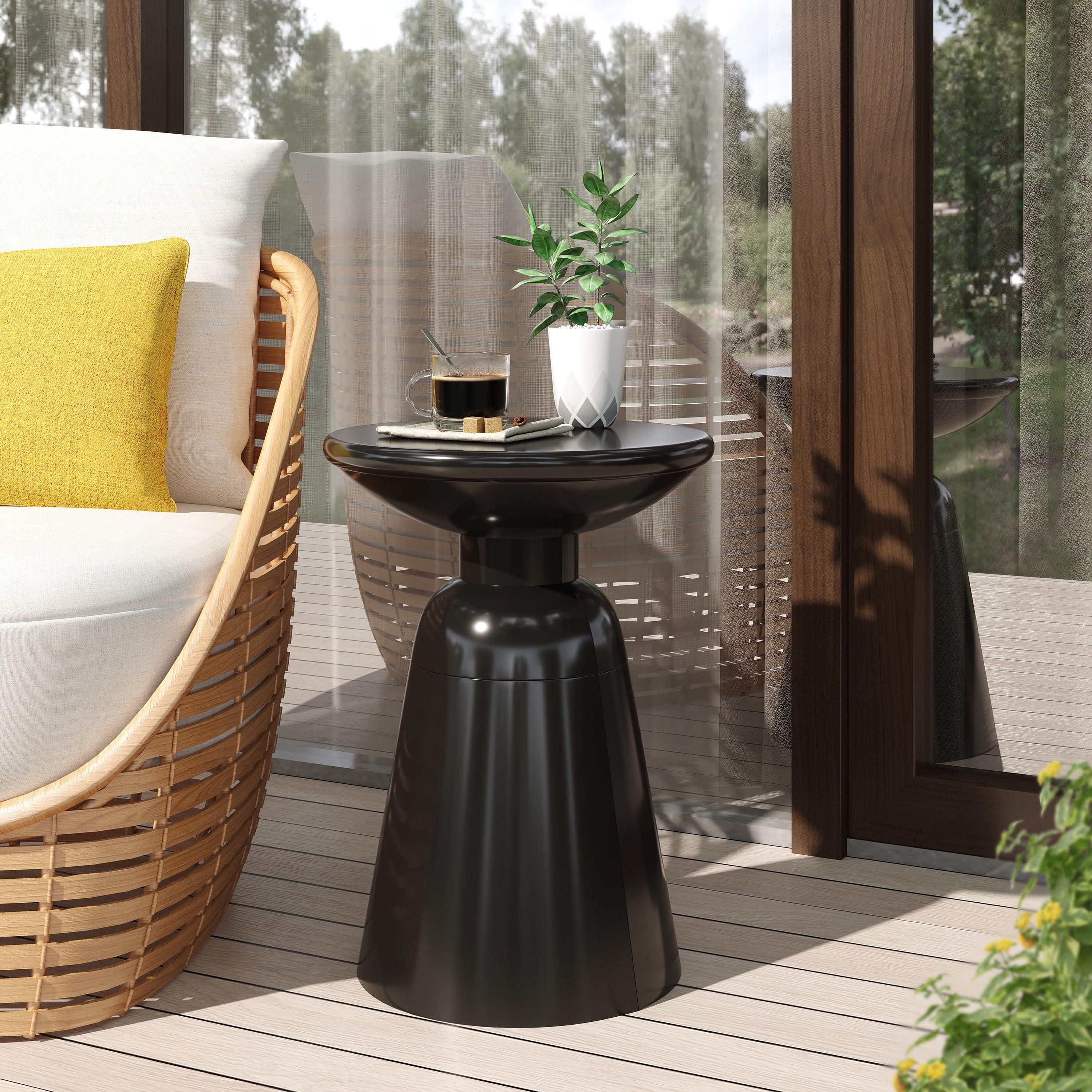 Aston Metal Outdoor Side Table, Black