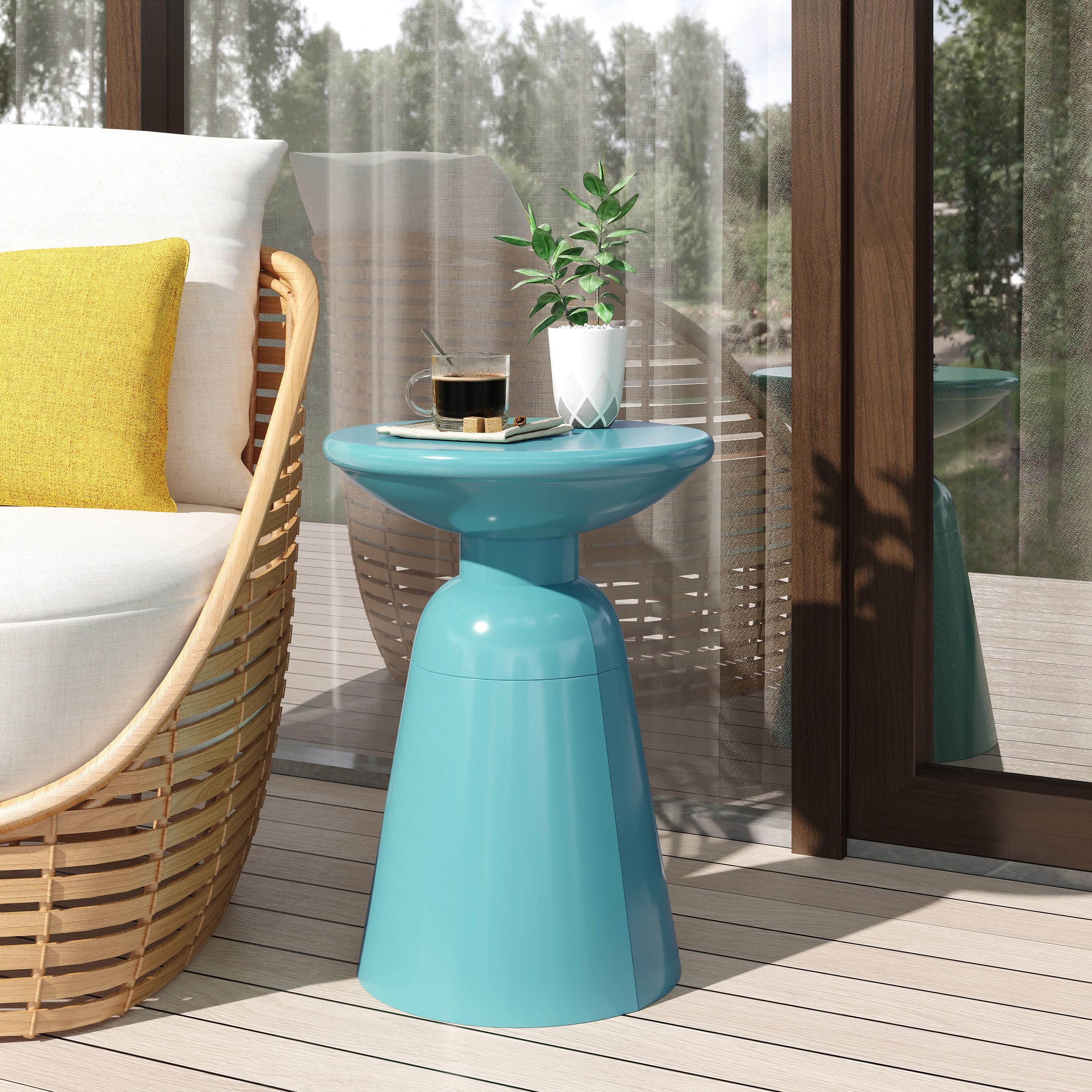 Aston Metal Outdoor Side Table, Teal