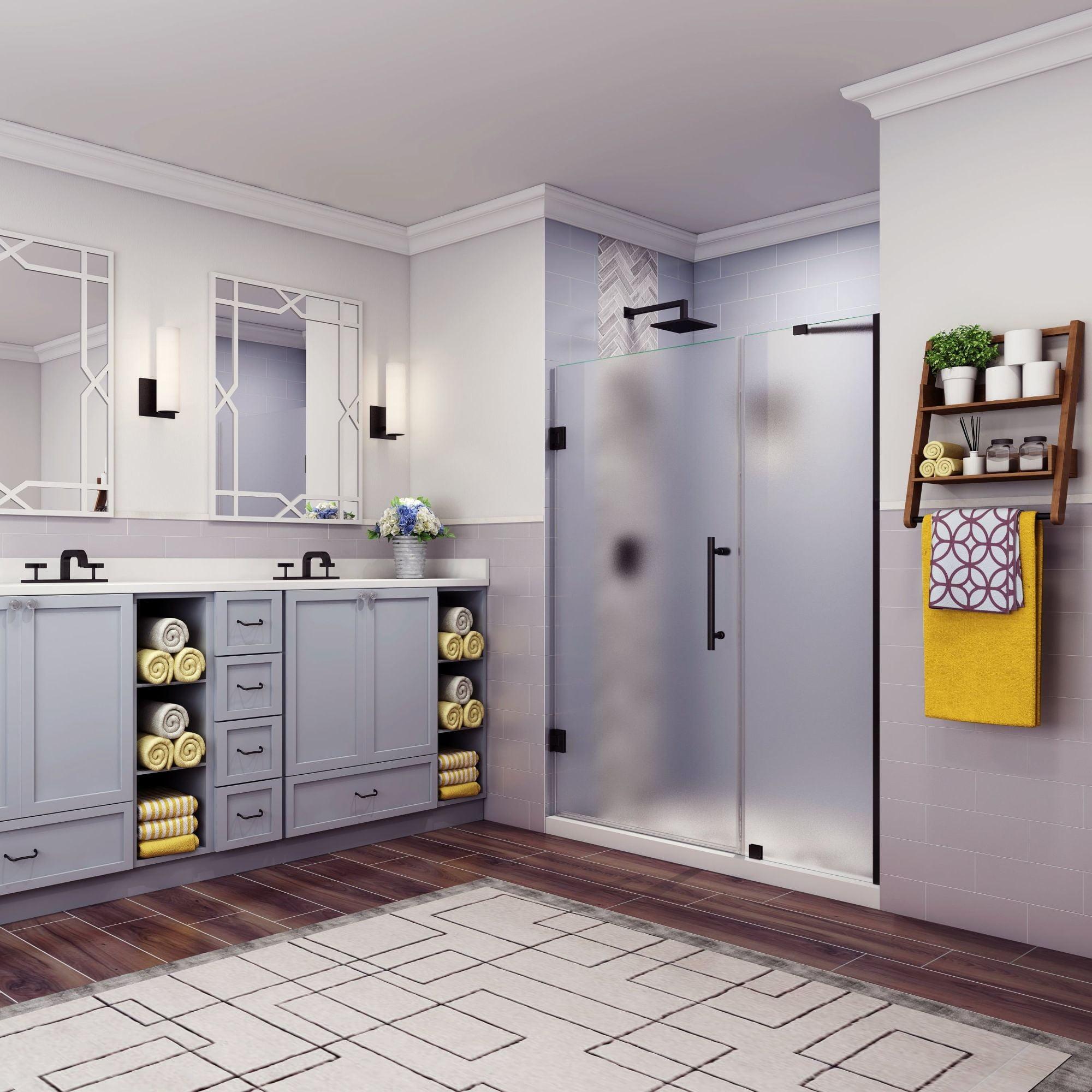 Aston Sdr965ez-5828-10 Belmore 72" High X 58" Wide Hinged Frameless Shower Door - Black