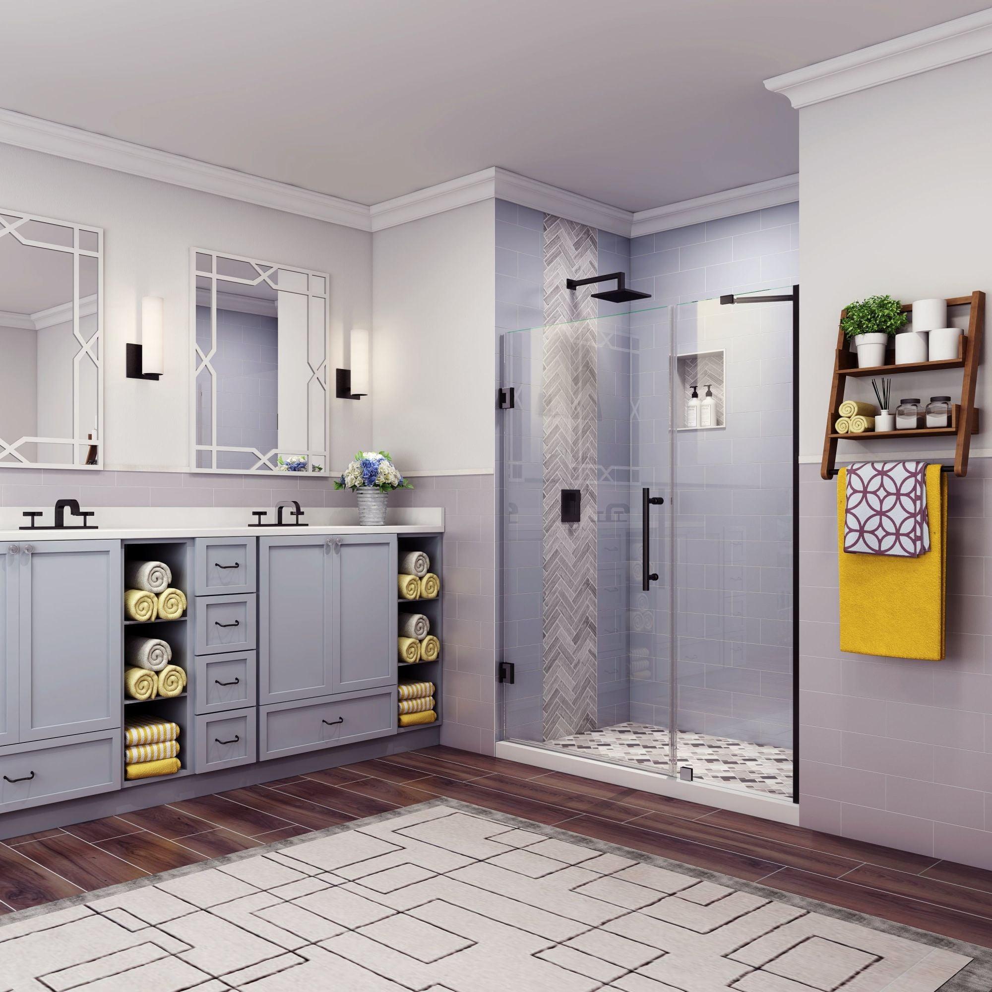 Aston Sdr965ez-5828-10 Belmore 72" High X 58" Wide Hinged Frameless Shower Door - Black