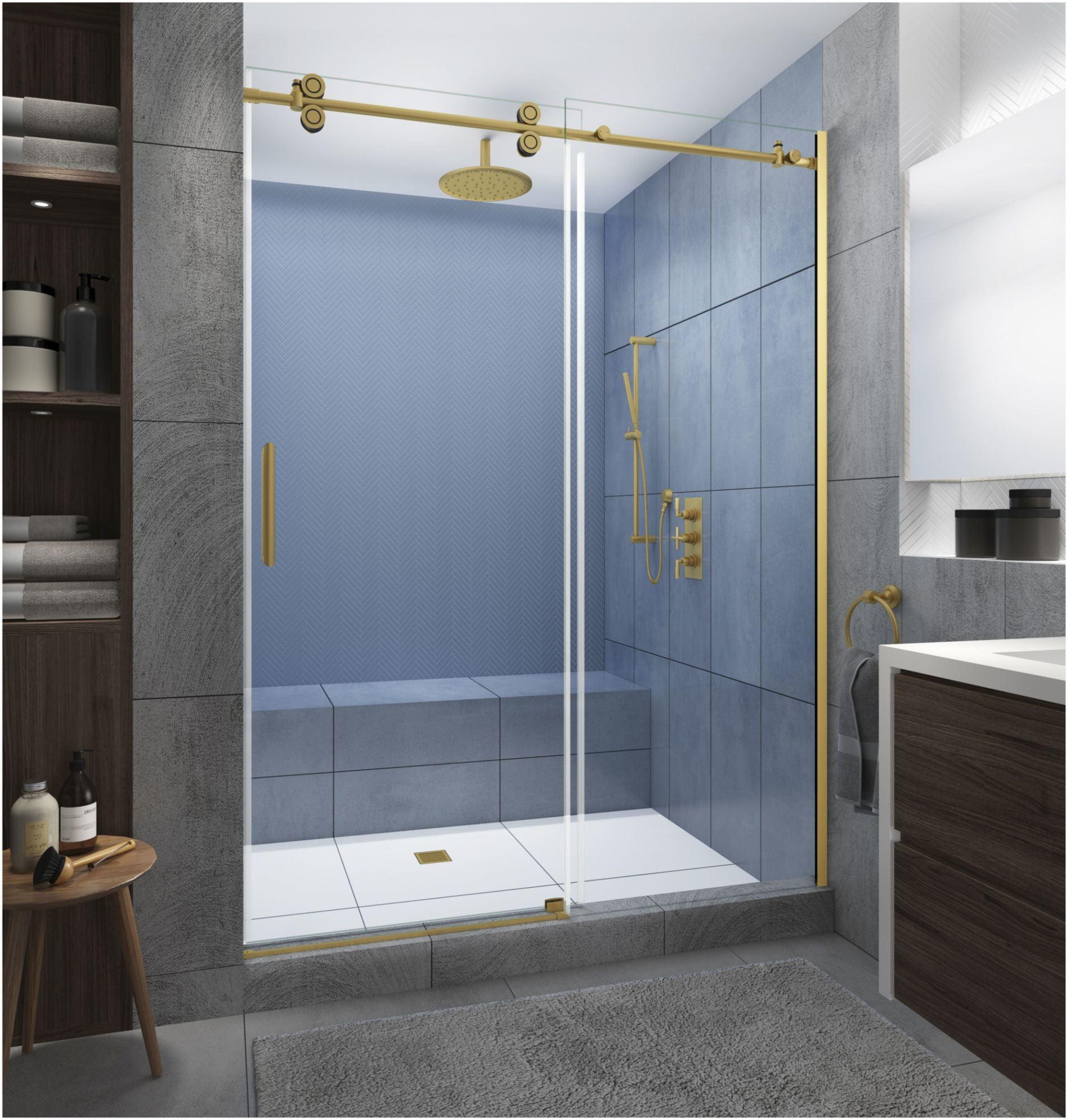 Aston Langham XL 56 - 60" W x 80" H Sliding Frameless Shower Door SDR978EZ.UC-BG-6080-L