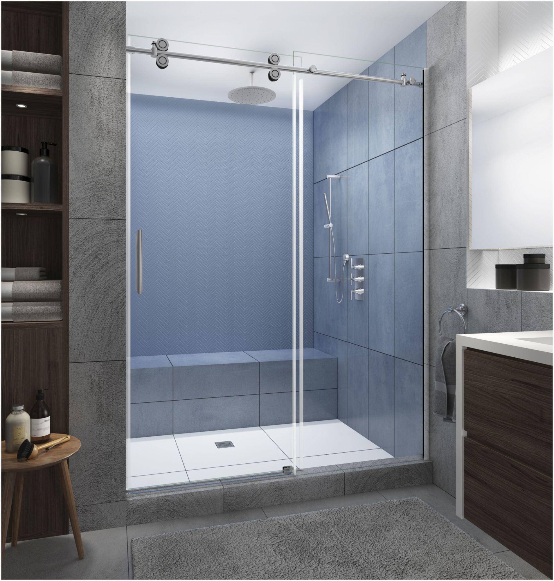 Langham XL 56 - 60" W x 80" H Sliding Frameless Shower Door