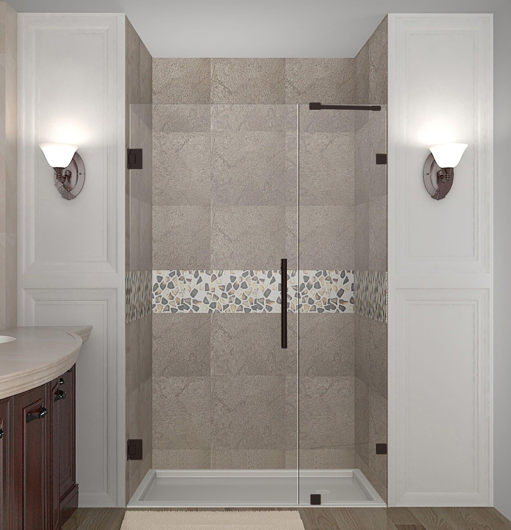Aston Nautis 56.25" - 57.25" x 72" Hinged Frameless Shower Door SDR985-NBR-57-10