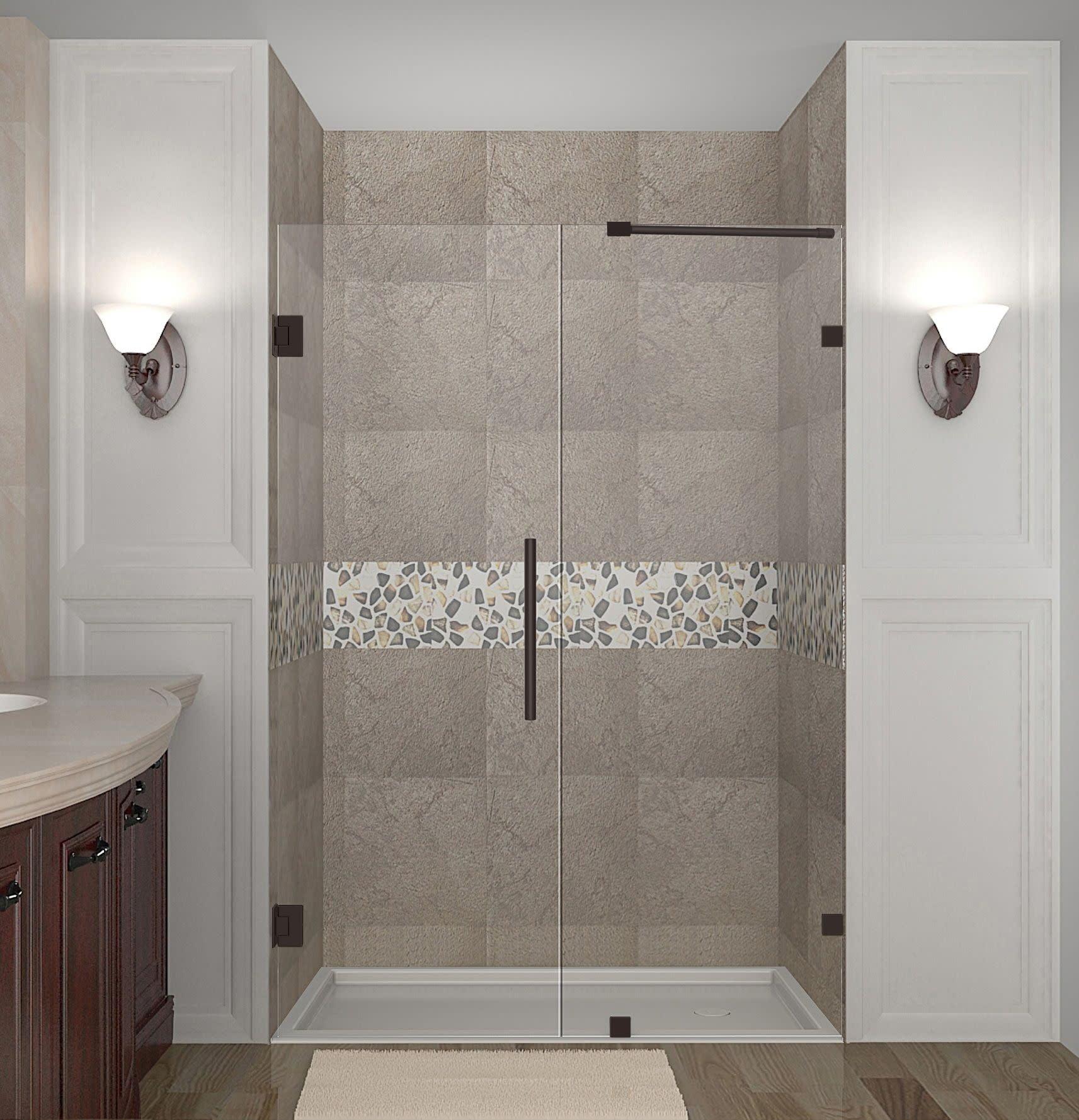 Aston Nautis 66.25" - 67.25" x 72" Hinged Frameless Shower Door SDR985-NBR-67-10