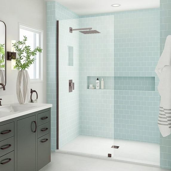 Elyse XL 34 in. W x 80 in. H Fixed Frameless Shower Door with Clear Star Cast Glass