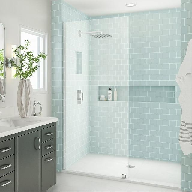 Elyse XL 34 in. W x 80 in. H Fixed Frameless Shower Door with Clear Star Cast Glass