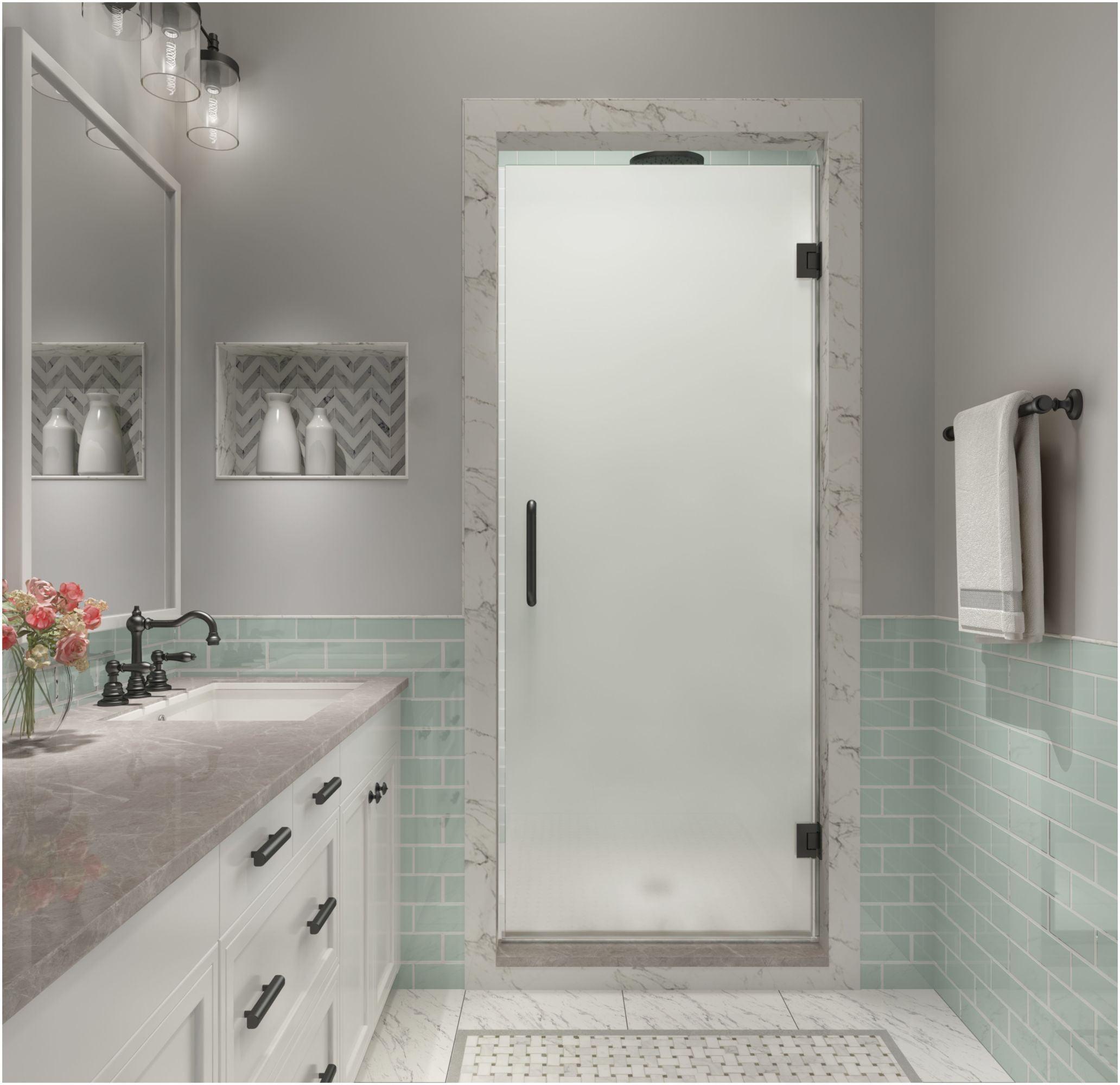 Kinkade XL Matte Black Frameless Frosted Glass Shower Door