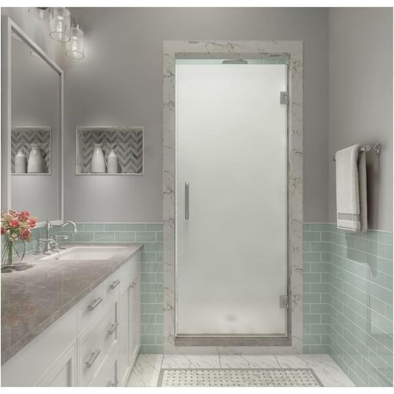 Kinkade XL 29.75" - 30.25" W x 80" H Hinged Frameless Shower Door with Ultra-Bright Frosted Glass