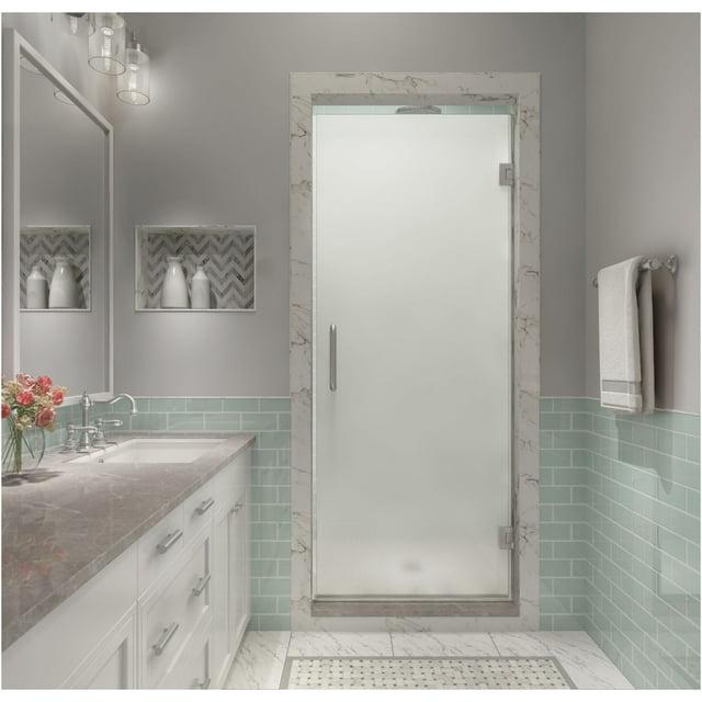 Kinkade XL 29.75" - 30.25" W x 80" H Hinged Frameless Shower Door with Ultra-Bright Frosted Glass
