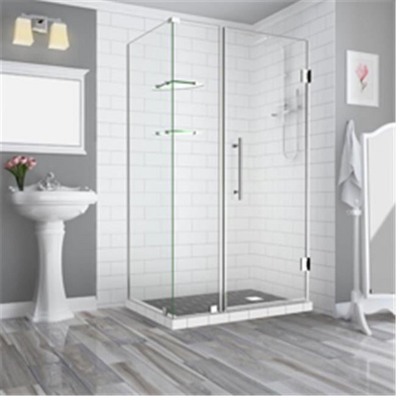 Aston SEN962EZ-CH-442238-10 72 x 44 x 38.38 in. Bromley Frameless Corner Hinged Shower Enclosure with Glass Shelves, Chrome