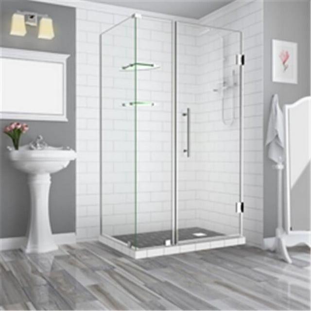 Aston SEN962EZ-CH-442238-10 72 x 44 x 38.38 in. Bromley Frameless Corner Hinged Shower Enclosure with Glass Shelves, Chrome