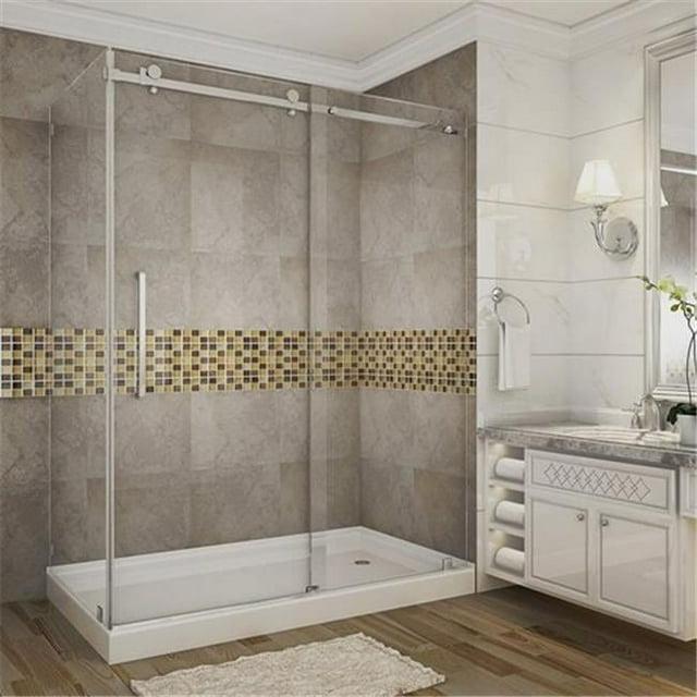 Aston Moselle 60" W x 35" D x 77.5" H Frameless Rectangle Sliding Shower Enclosure with Base Included SEN976-TR-SS-60-10-R