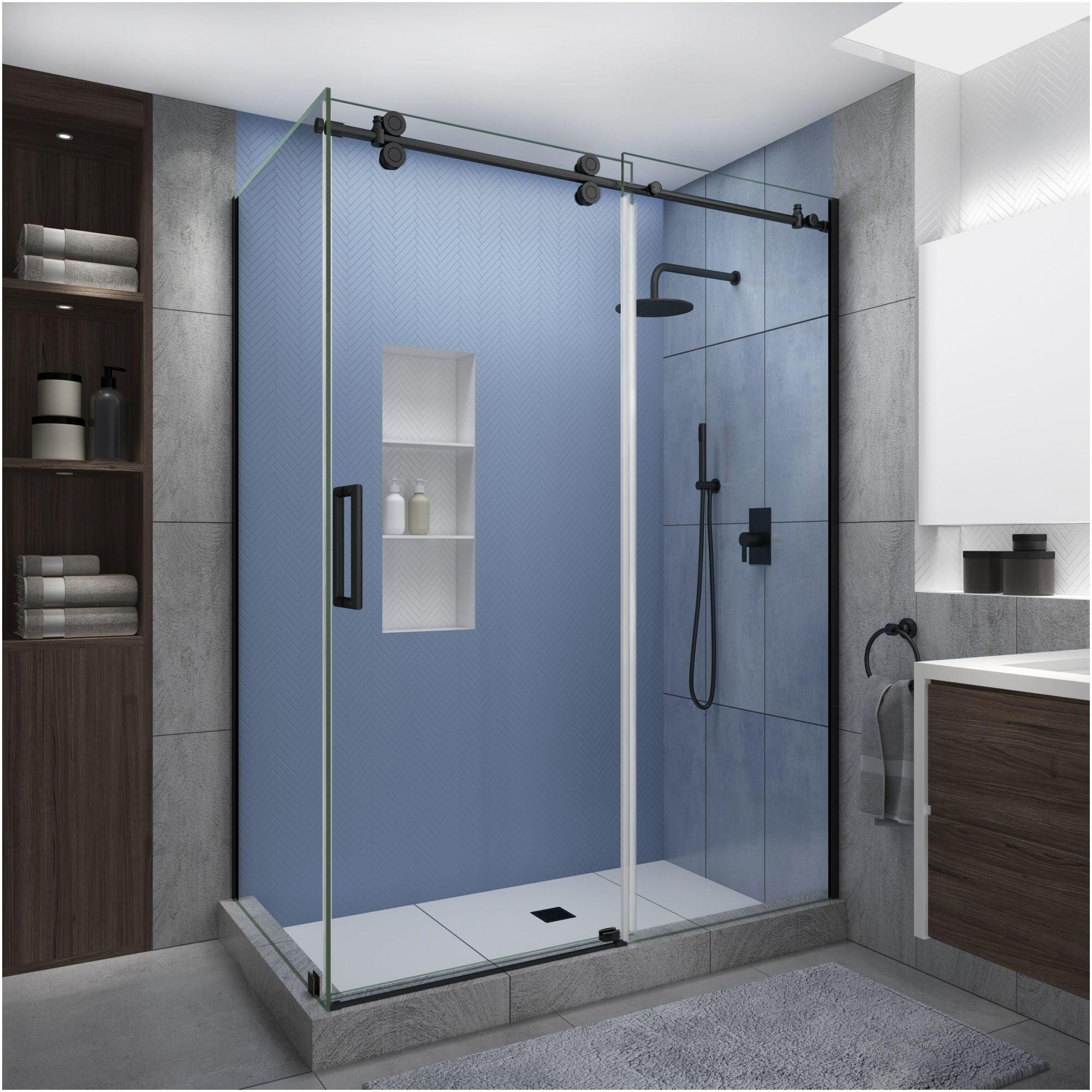 Langham XL 44" - 48" W x 36" D x 80" H Frameless Rectangle Sliding Shower Enclosure