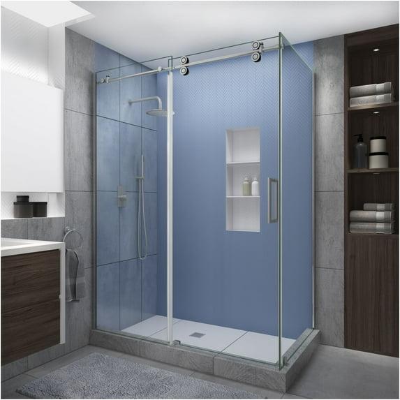 Langham XL 56" - 60" W x 38" D x 80" H Frameless Rectangle Sliding Shower Enclosure