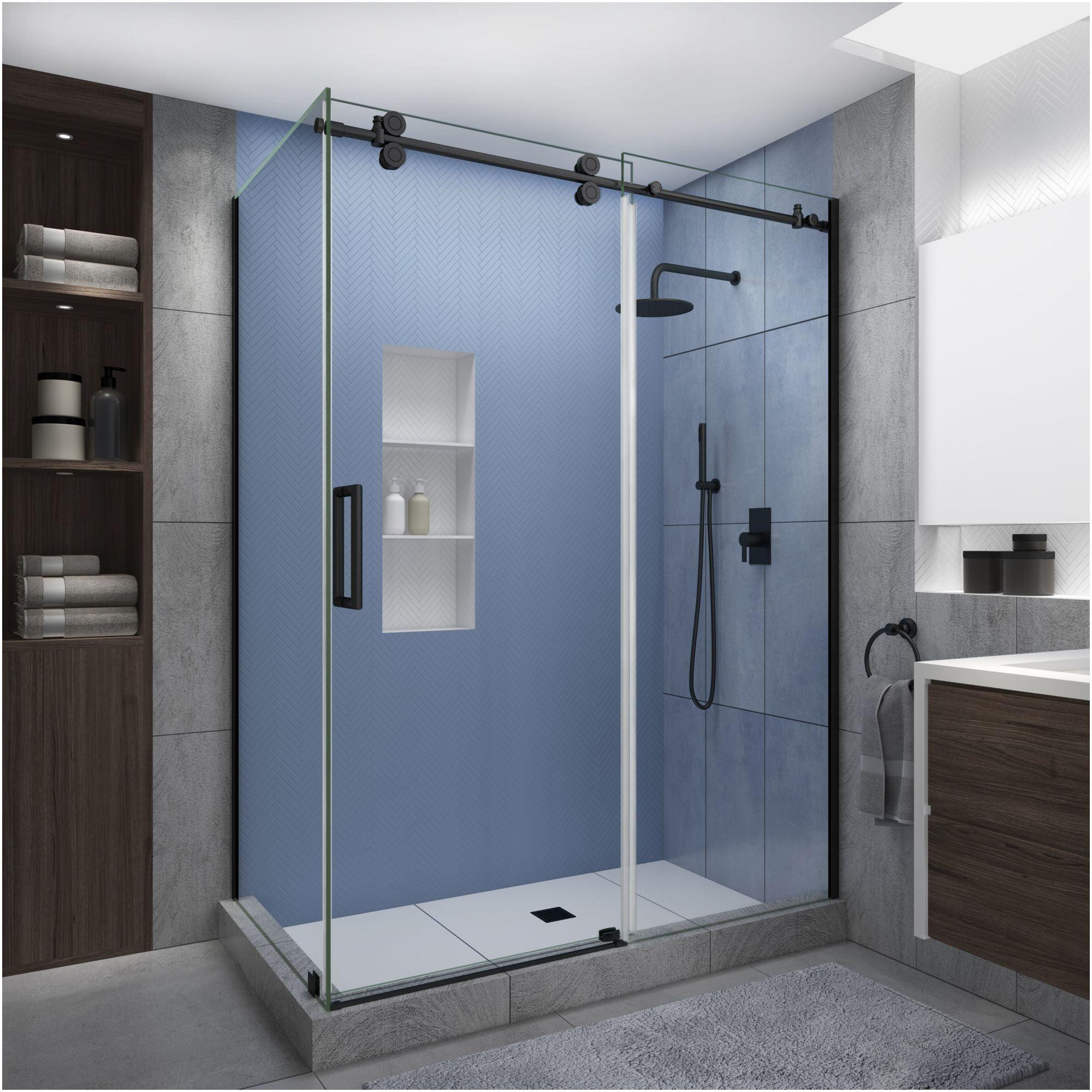 Aston Langham XL 60" - 64" W x 30" D x 80" H Frameless Rectangle Sliding Shower Enclosure SEN979EZ.UC-MB-643080-L