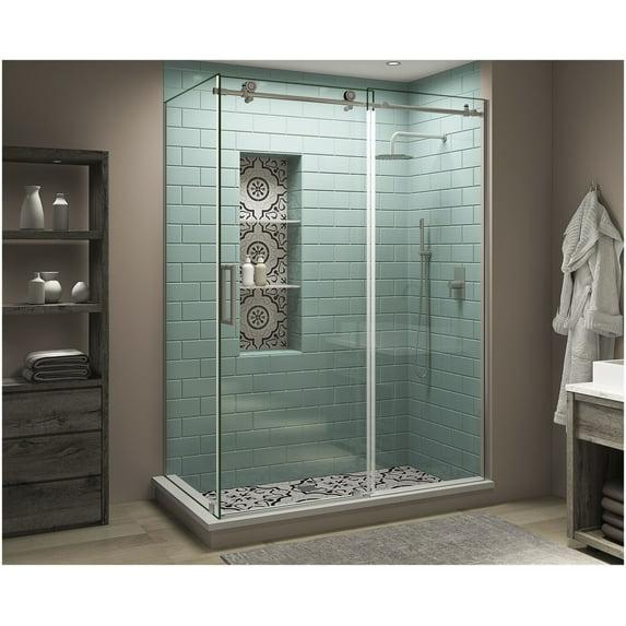 Coraline XL 60" - 64" W x 36" D x 80" H Frameless Rectangle Sliding Shower Enclosure