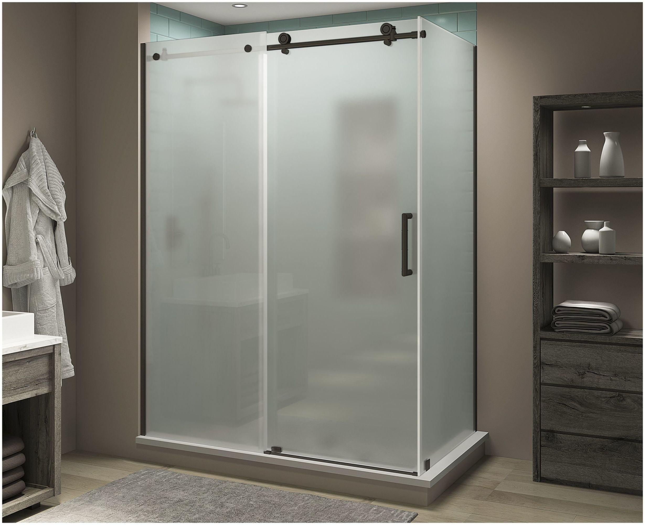 Aston Coraline XL 48" - 52" W x 32" D x 80" H Frameless Rectangle Sliding Shower Enclosure, Frosted Glass SEN984FRUW.UC-NBR-523280