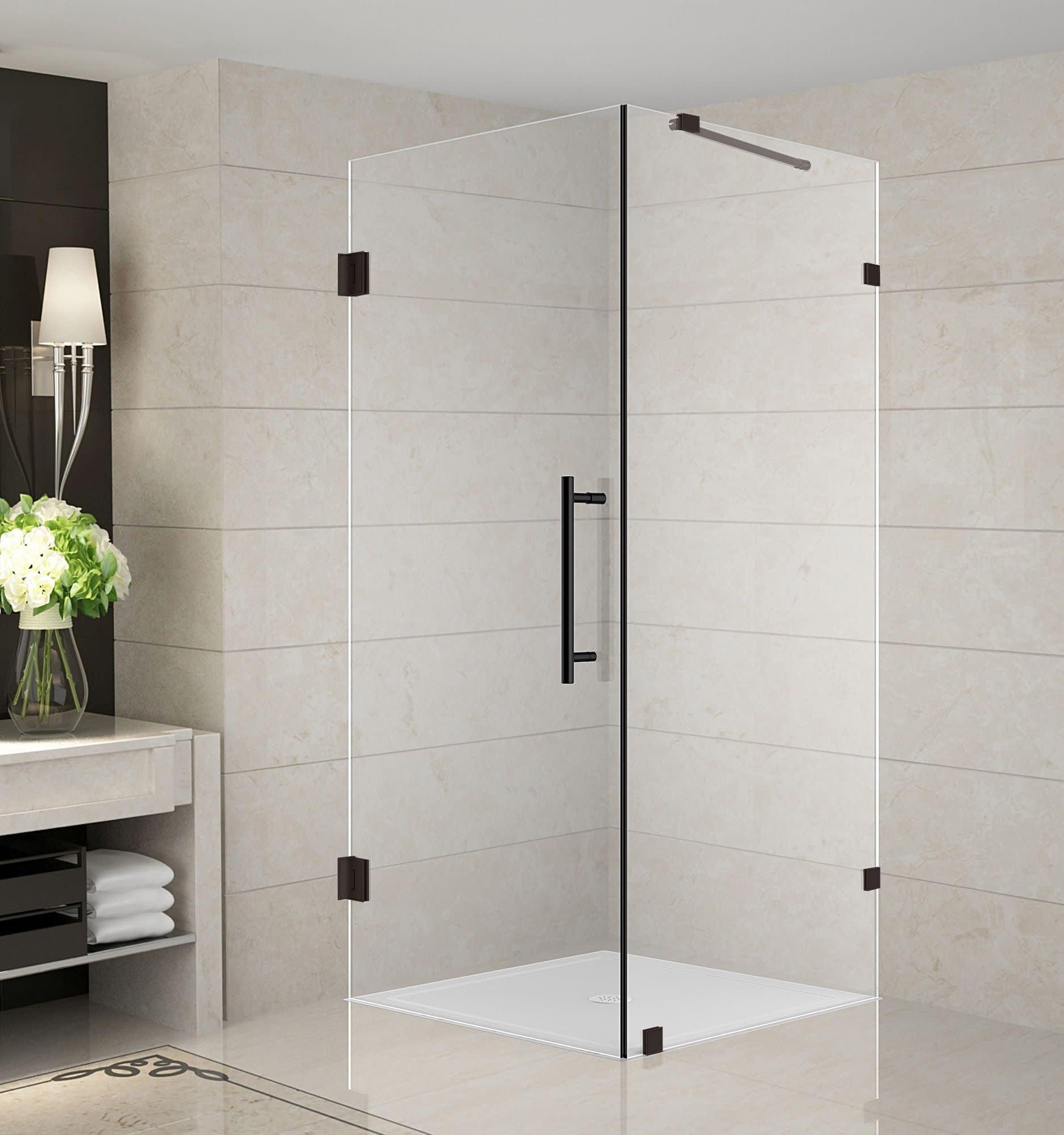 Aston Aquadica Frameless 30" x 72" Square Hinged Shower Enclosure SEN988-NBR-30-10
