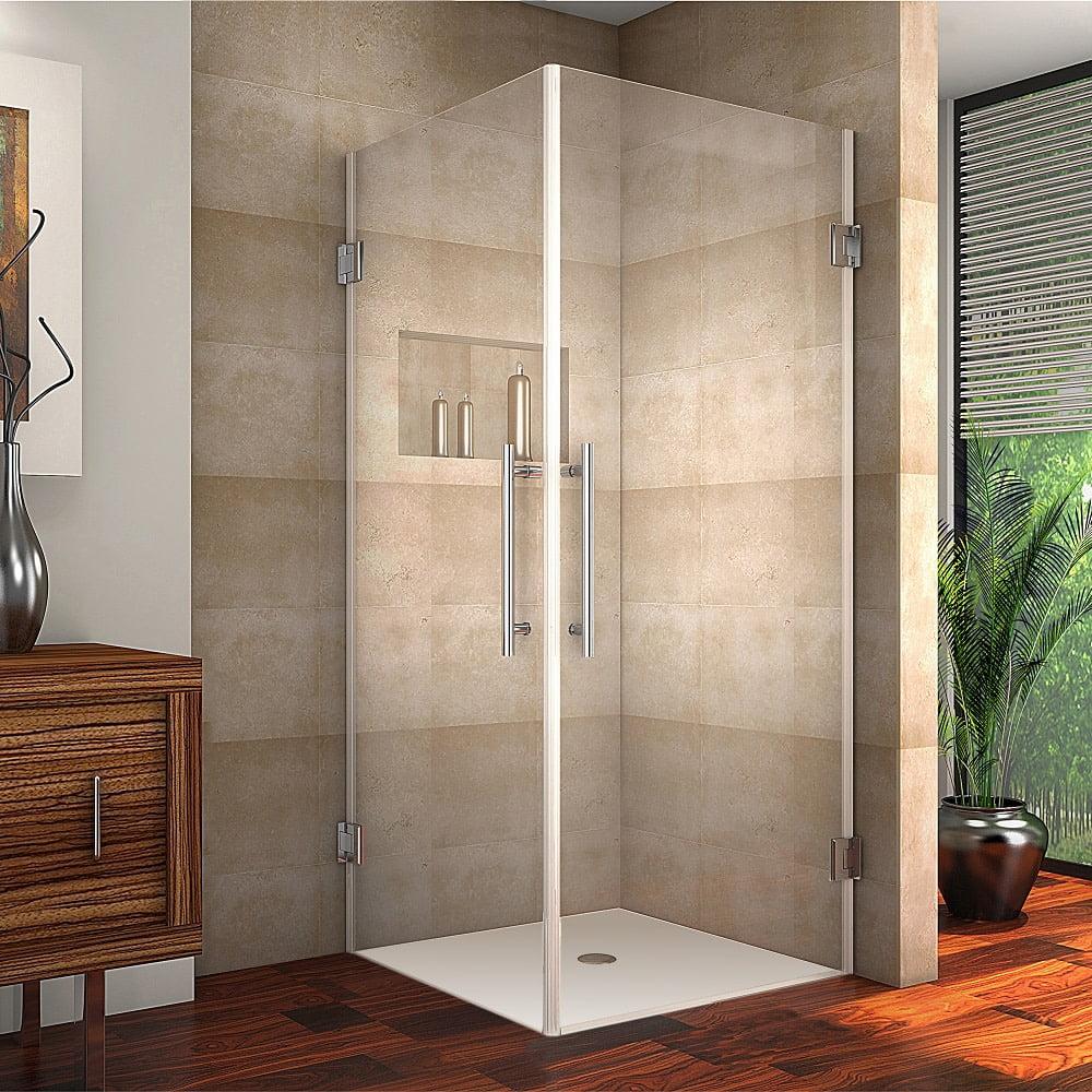 Vanora Sleek 30" Stainless Steel Frameless Hinged Shower Enclosure